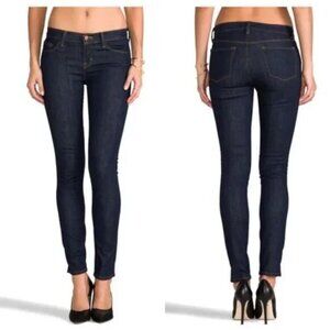 J Brand Skinny Crop Dark Blue Denim Jeans women Size 28 Stone 28x26